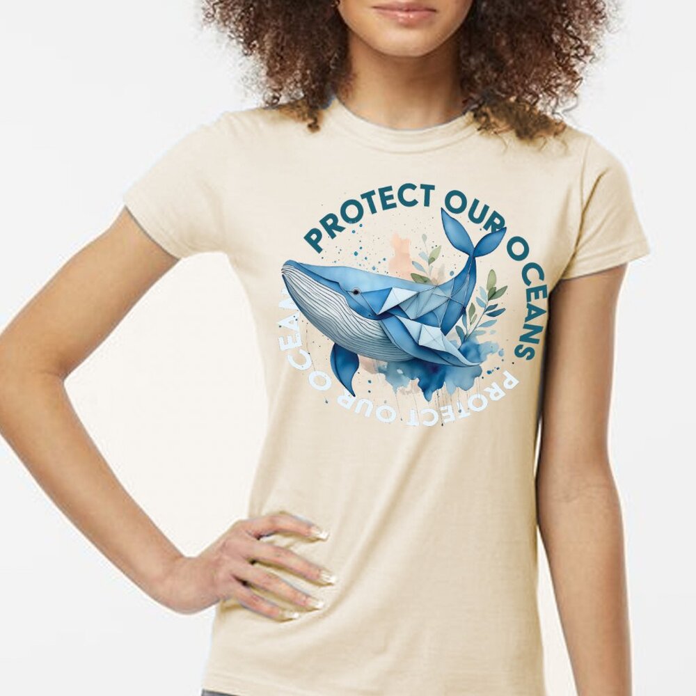 NWT "Protect our oceans" Crew Neck Tan T-shirt